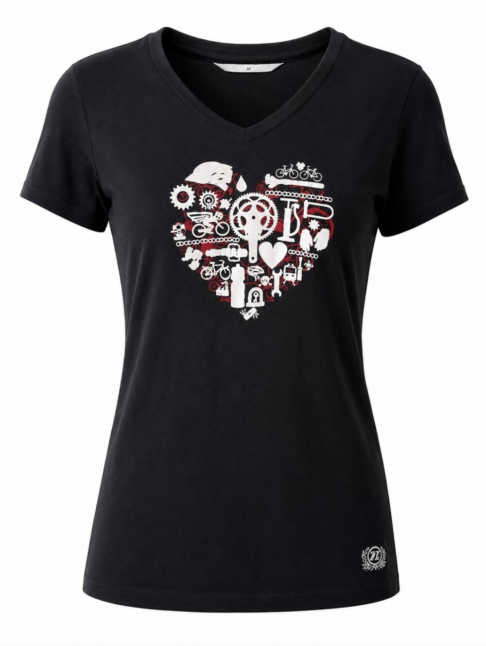 Cycling Related Elements Black Cotton Women's Tee Heart Novara Size XL